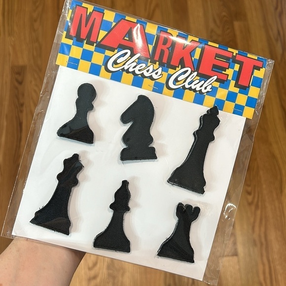 Market chess club Velcro patches black six piece new in packaging - Picture 4 of 4